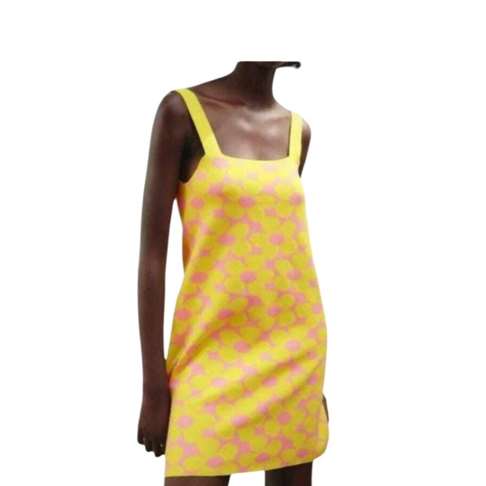 Zara Yellow and Pink Floral Pattern Dress - Picture 3 of 8